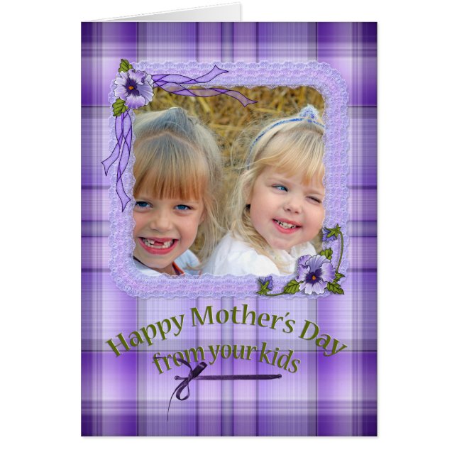 Pansy Photo Card para mamá (Frente)