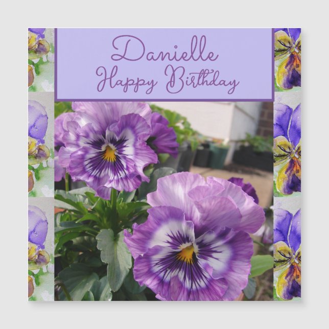 Pansy Purple Flower floral Girls Name Birthday (Anverso)