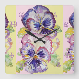 Pansy Watercolor Floral Flor Chilena Sala Reloj