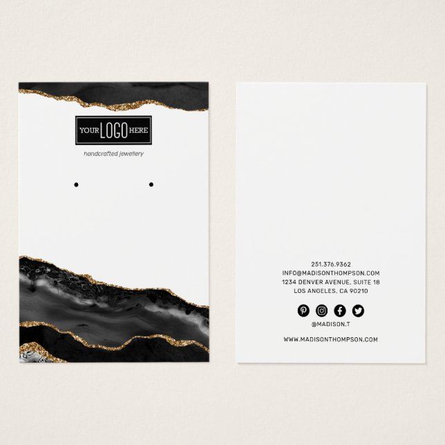 Pantalla de anclaje de Black & Gold Agate Stud (Anverso y reverso)