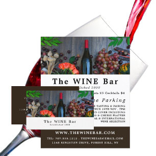 Pantalla de botellas de vino, publicidad de bar de