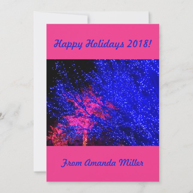 Pantalla de luces de árbol de Navidad azul y rosa  (Anverso)