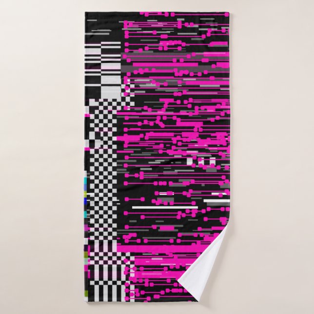 Pantalla retro VHS brillante con parpadeo y rota (Toalla de baño)