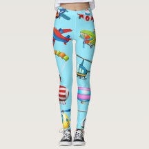 Pantalones azules con patrón de avión de dibujos a