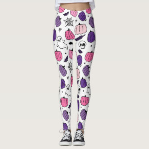 Pantalones blancos de calavera de calabaza Boo 