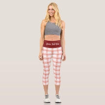 PANTALONES CAPRI DE ALTA ESPERA - "PEACH GINGHAM"