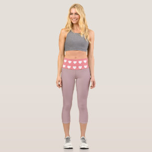 Pantalones Capri de Corazón Blanco Rosa Simple