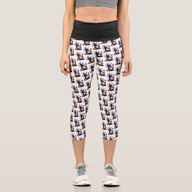 Pantalones Capri de Gnome de Halloween de Cintura  (Anverso)