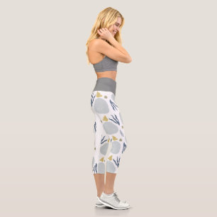 Pantalones Capri grises de vegetación botánica de