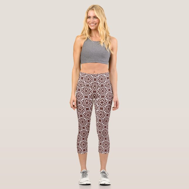 Pantalones Capri Marrón Blanco Geométrico Sin Cost (Anverso)