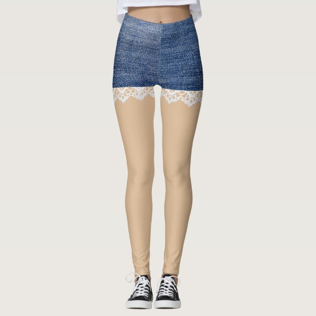Pantalones cortos de mezclilla Leggings de encaje (Anverso)