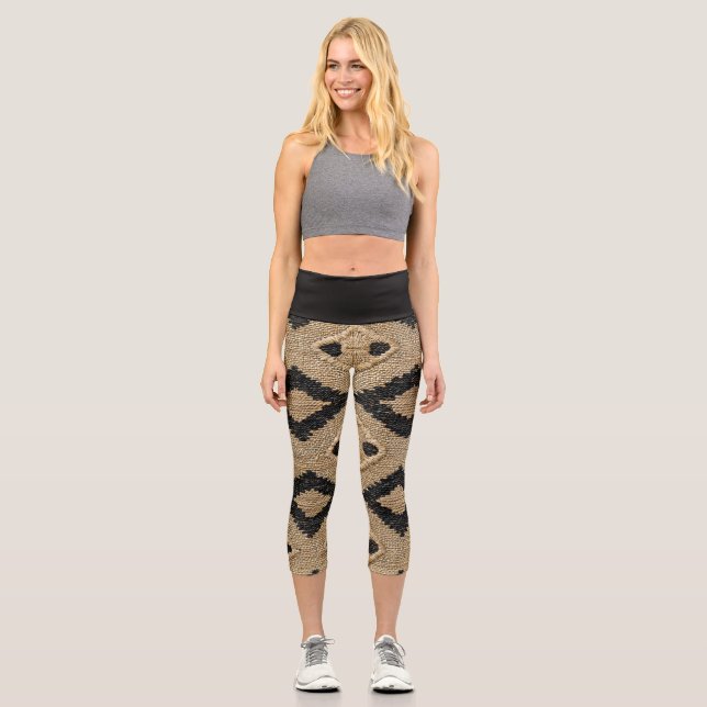 Pantalones de capri de yoga impresos artísticos (Anverso)