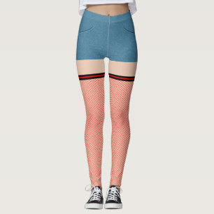 Pantalones De Denim Azul Con Pescadores Rojos Y Ne