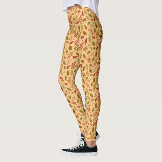 Pantalones de hoja de teddy con patrón de otoño