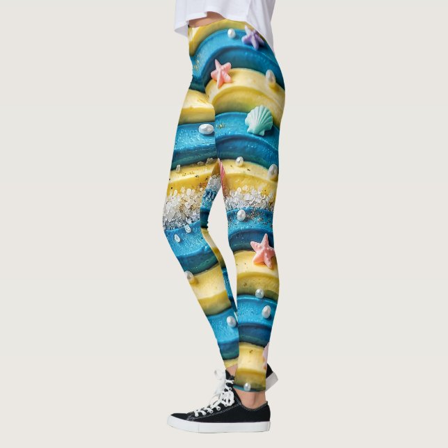 Pantalones de Leggings de Ola de Océano - Estrella (Izquierda)