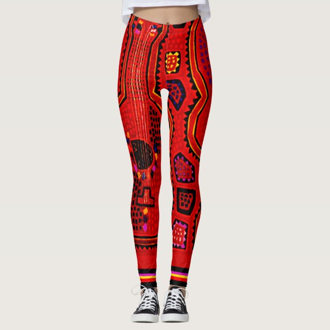 Pantalones de licra con guitarra Kuna Indian (Anverso)