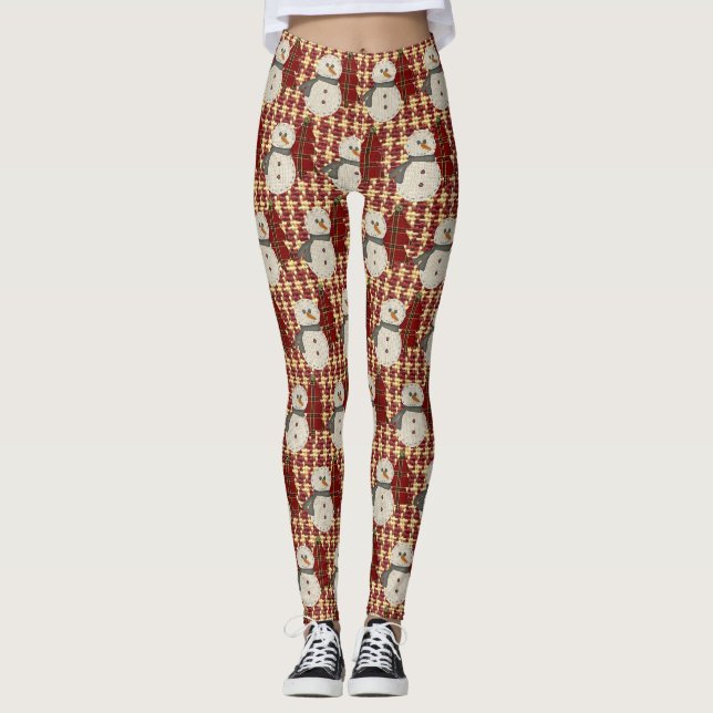 Pantalones de Navidad de muñeco de nieve cosido (Anverso)