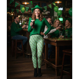 Pantalones de pierna verde de duende del día de Sa