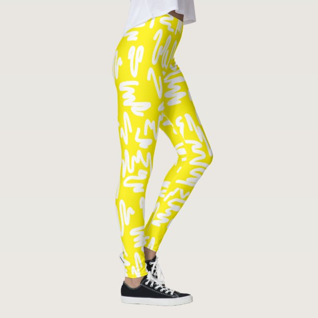 Pantalones de piernas abstractos funky blanco amar (Derecha)