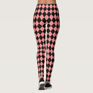 Pantalones de piernas de argyle rosa negro rockabi