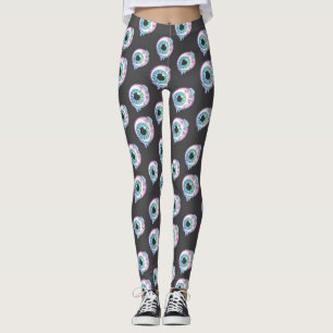 Pantalones de piernas de estampado de ojos de cara