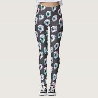 Pantalones de piernas de estampado de ojos de cara