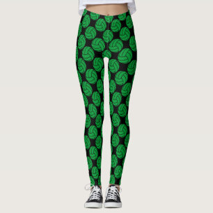 Pantalones de piernas de voleibol verde y negro