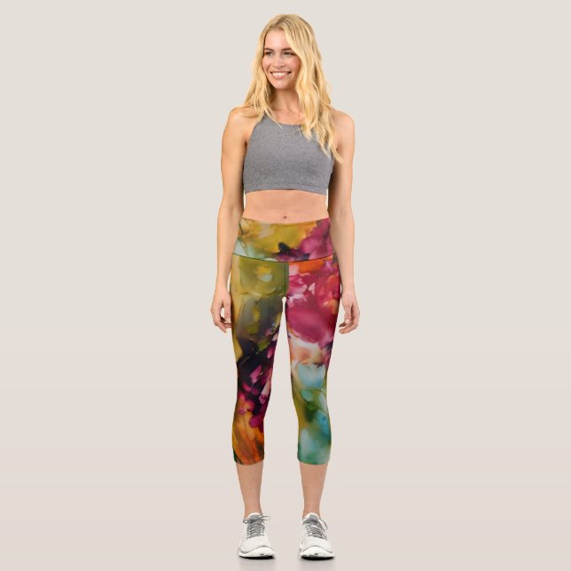 pantalones de yoga, arte floral moderno (Anverso)