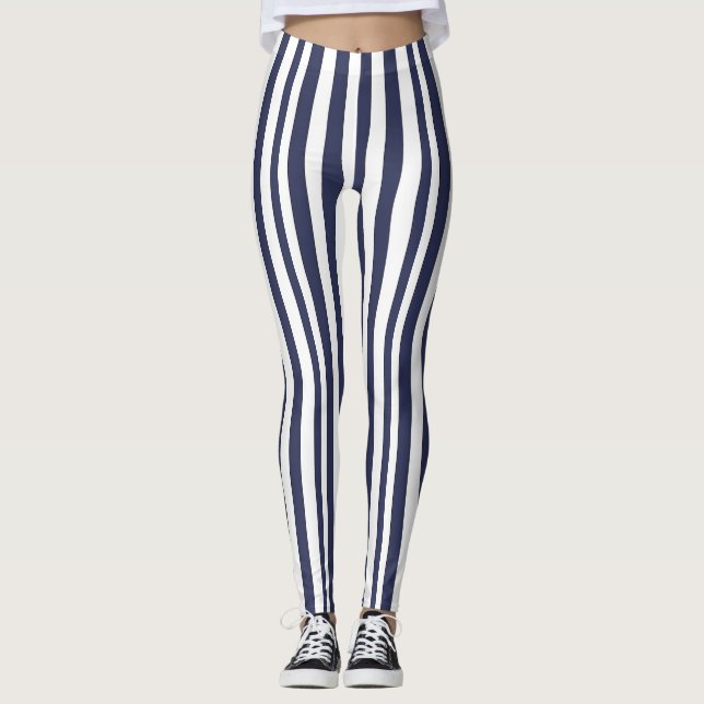 Pantalones de yoga azules y de rayas blancas (Anverso)