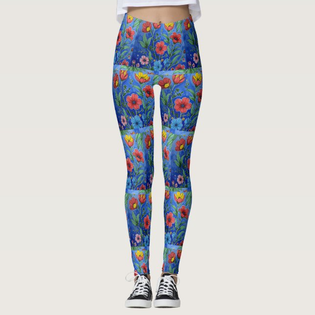 Pantalones de yoga de campo de flores (Anverso)