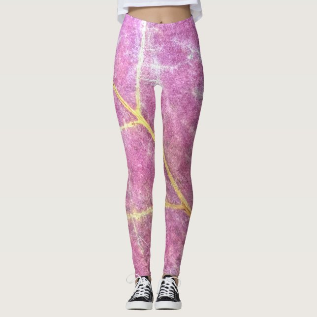 Pantalones de yoga de hoja rosa (Anverso)