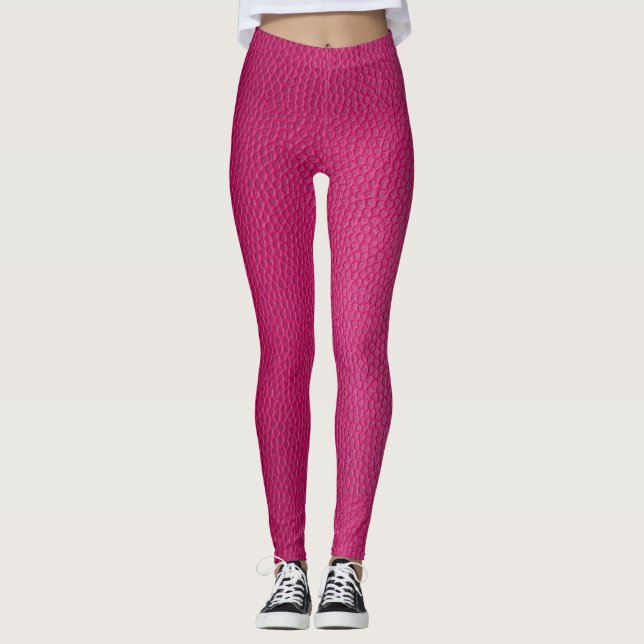 Pantalones de yoga de textura de cuero rosa