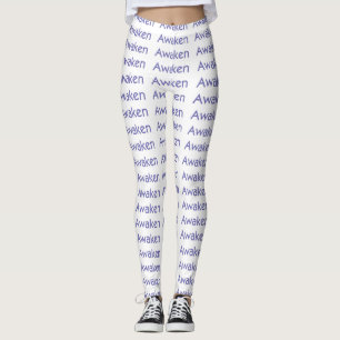 Pantalones de yoga despertados, morado en blanco