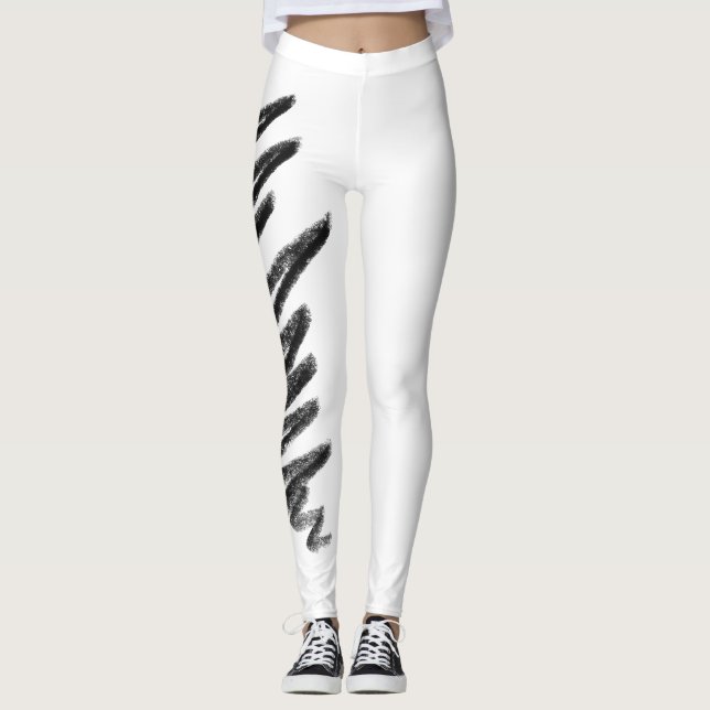 Pantalones de yoga esgrimidos, negro y blanco (Anverso)