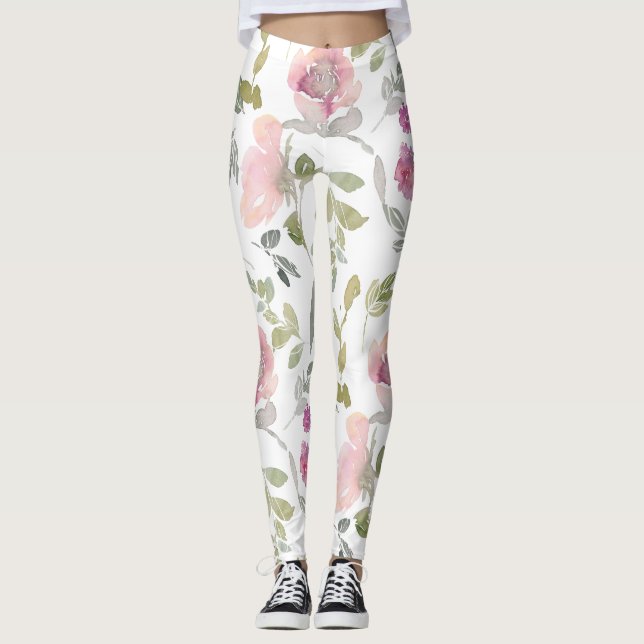 Pantalones de yoga floral, botánico de alta calida (Anverso)