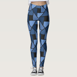 Pantalones de yoga geométrico azul y negro 