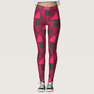 Pantalones de yoga geométrico rojo de frambuesa ro