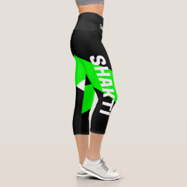 Pantalones De Yoga Negra Y Verde Neón De Alto Desg