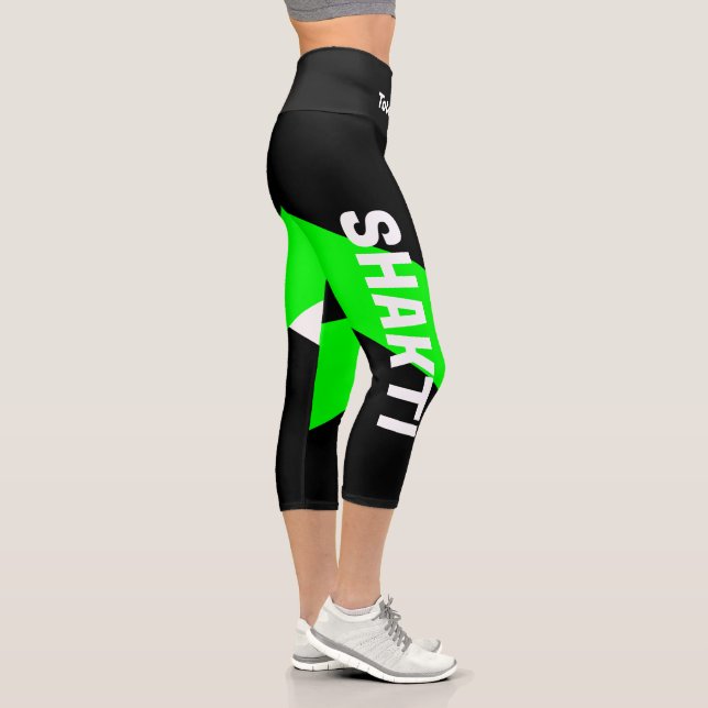 Pantalones De Yoga Negra Y Verde Neón De Alto Desg (Derecha)