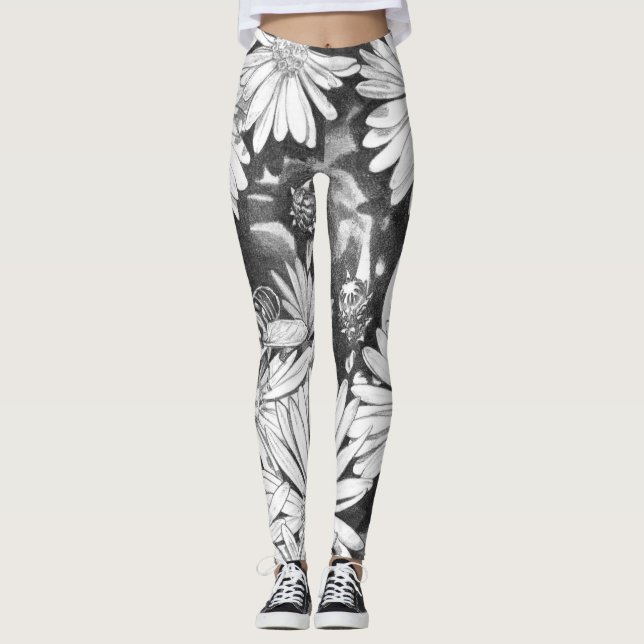 Pantalones elásticos del arte de la flor de las (Anverso)