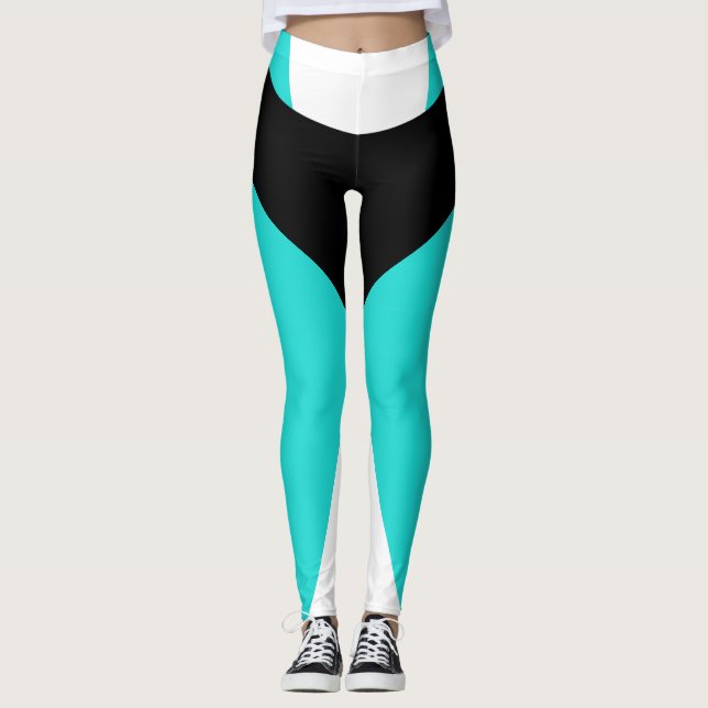 Pantalones negros de los deportes de la turquesa (Anverso)