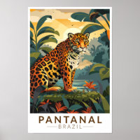 Pantanal Brasil Jaguar Viaje Arte Vintage