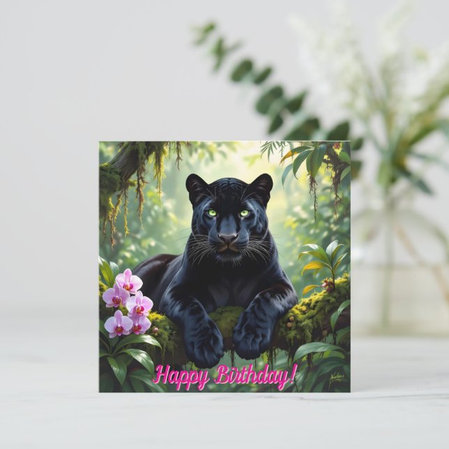 Pantera negra en la jungla (Anverso de pie)