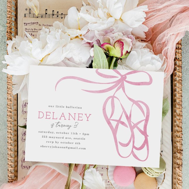 Pantuflas de ballet rosa Invitación a fiesta de cu (Subido por el creador)