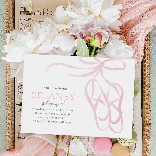 Pantuflas de ballet rosa Invitación a fiesta de cu (Subido por el creador)