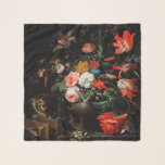 Pañuelo Abraham Mignon El Bouquet Girado. Floral<br><div class="desc">La bufanda "El Bouquet girado" de Abraham Mignon. Arte renacentista negro floral.</div>