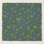 Pañuelo Arroz azul en verde oscuro<br><div class="desc">Arándanos pintados a mano y hojas</div>