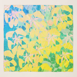 Pañuelo Artsy Abstract Lime Green Yellow Chiffon Scarf