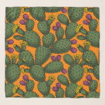 Pañuelo Atardecer del desierto<br><div class="desc">Había dibujado cactus de opuntia en mi cuaderno de bocetos, luego los redibujé y coloreé en Illustrator para hacer un patrón.</div>