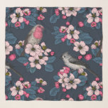 Pañuelo Aves y flores<br><div class="desc">Flor de manzana pintada a mano y aves.</div>